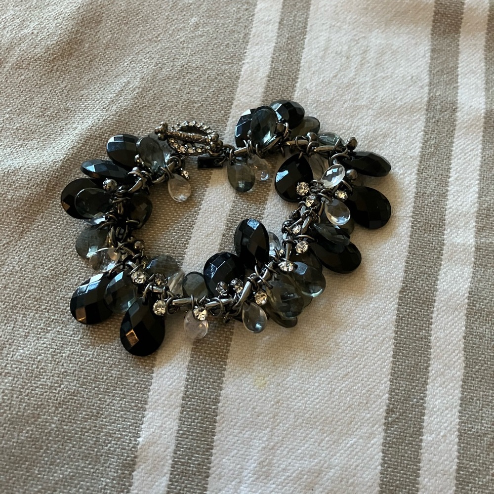 Jet & crystal bracelet